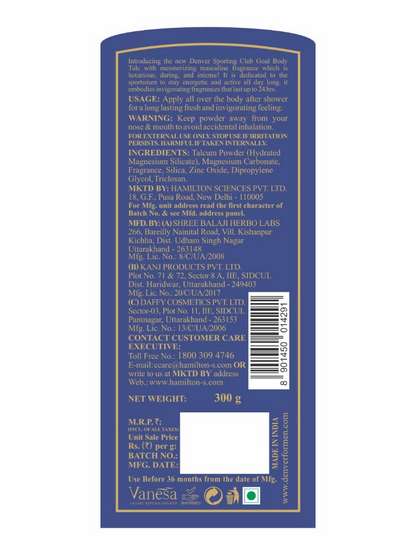 Denver Goal Scented Talcum Powder For Men