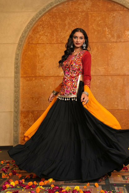 AI Fashion Black Crepe Designer Navratri Wear Lehenga Choli Collection