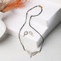 AanyaCentric Gold-Polished Mangalsutra Pendant Earring Set & Silver Plated Anklet