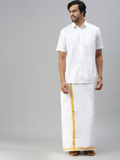 Ramraj Cotton Mens Half Sleeve White Shirt Plus Size - Soft Touch Cotton
