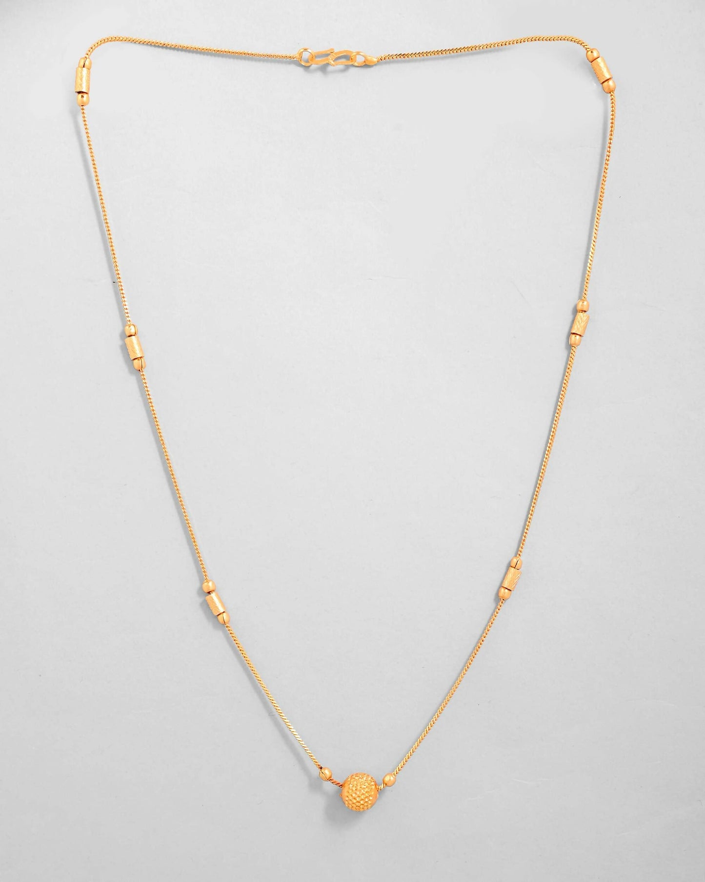 VOJ Gold-Polished Designer Piped Chain WithBig Gold Bead.