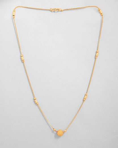 VOJ Gold-Polished Designer Piped Chain WithBig Gold Bead.