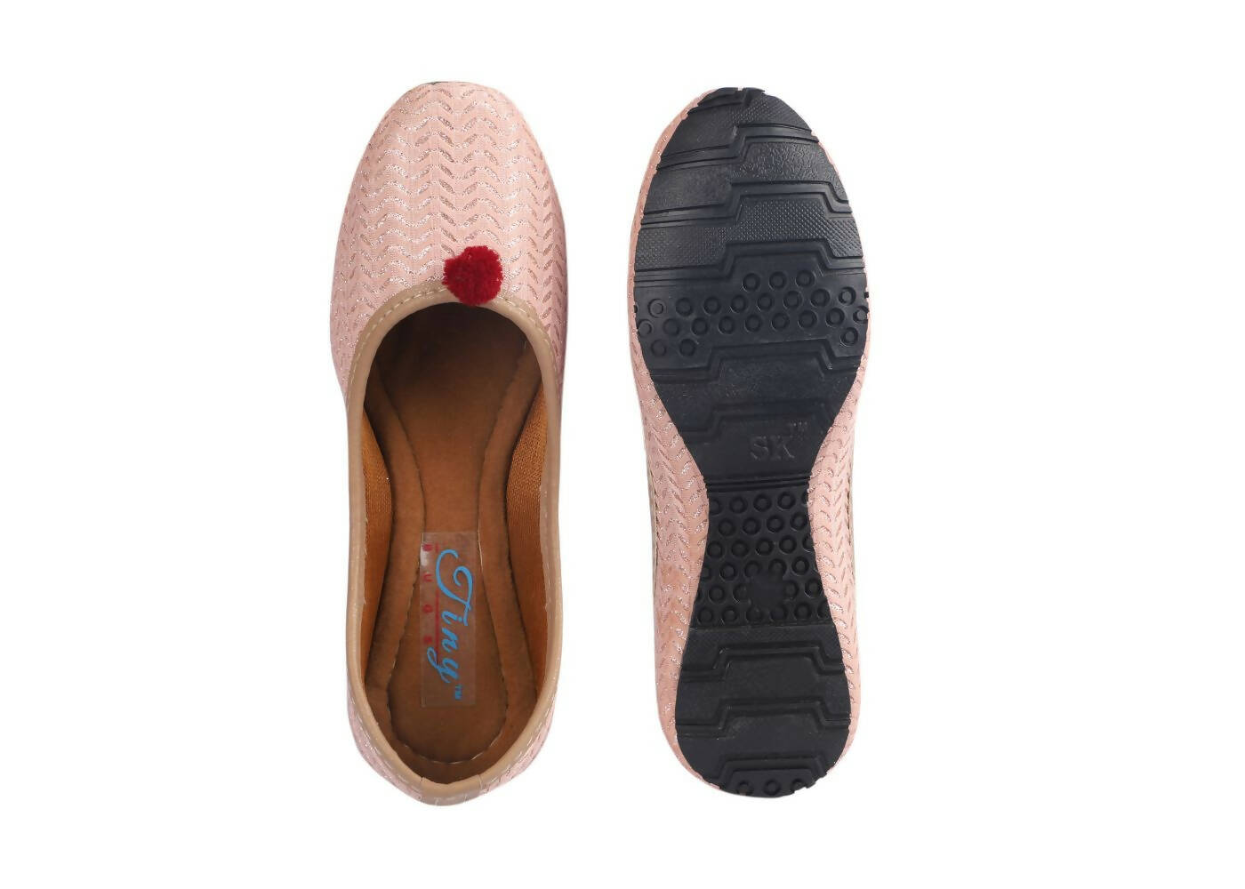 Tiny Bugs Girls Ethnic Wear Juttis - Rose Gold