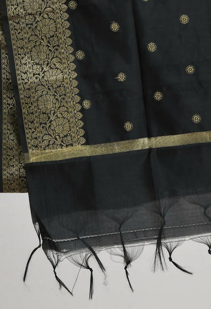 Mominos Fashion Moeza Women's Banarsi Silk Woven Design Black Dupatta