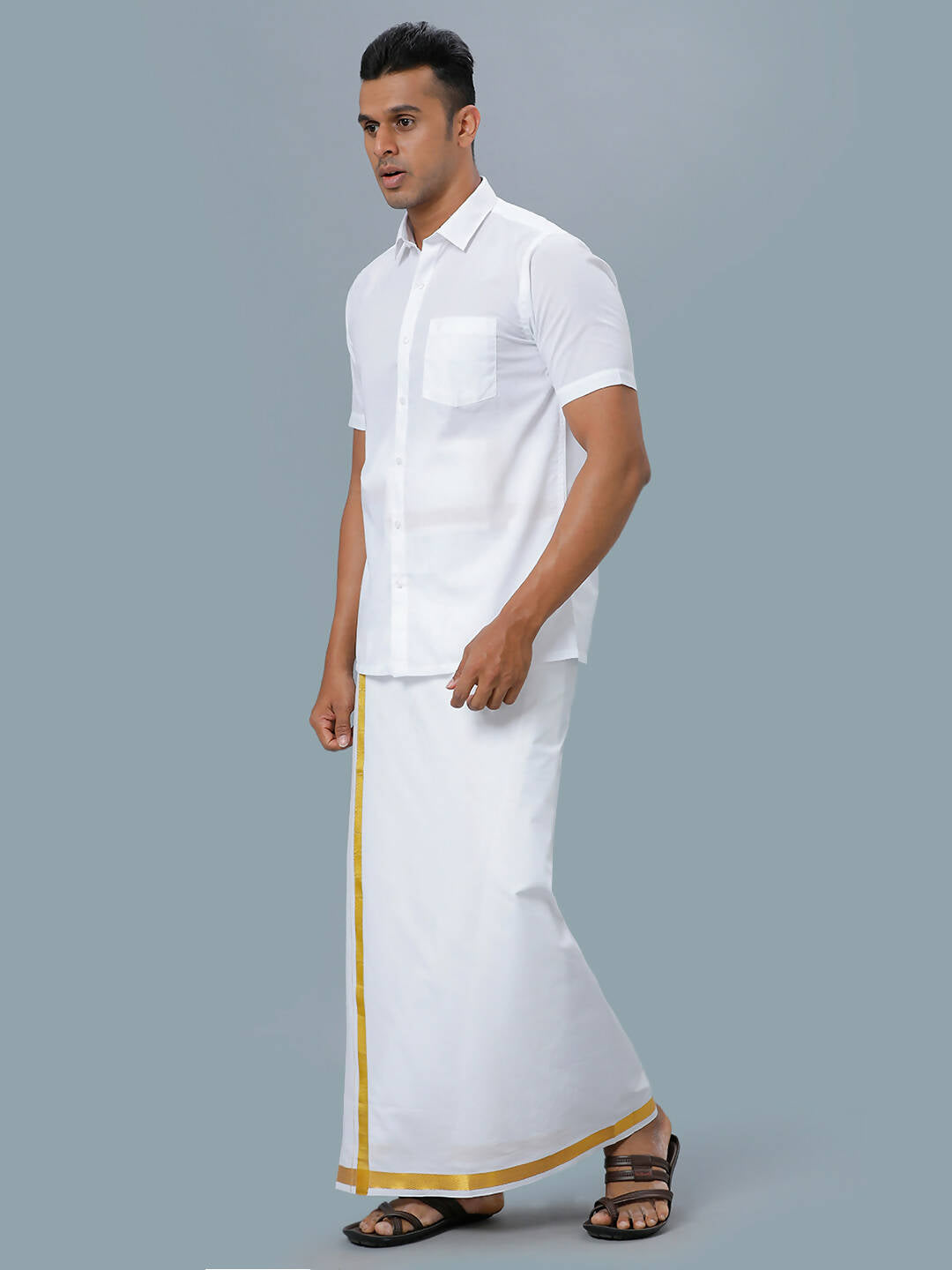 Ramraj Cotton Mens Half Sleeve Formal 100 % Cotton White Shirt