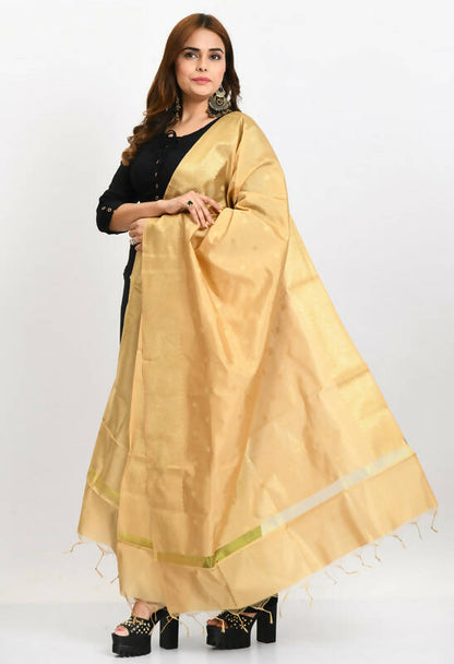 Mominos Fashion Moeza Women's Banarsi Silk Woven Design Golden Dupatta