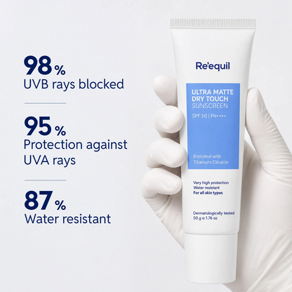 Re'equil Ultra Matte Dry Touch Sunscreen Gel SPF 50 PA++++