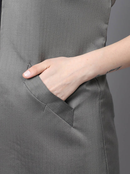 Even Apparels Grey Polywool Open Front Women's Long Coat BF496