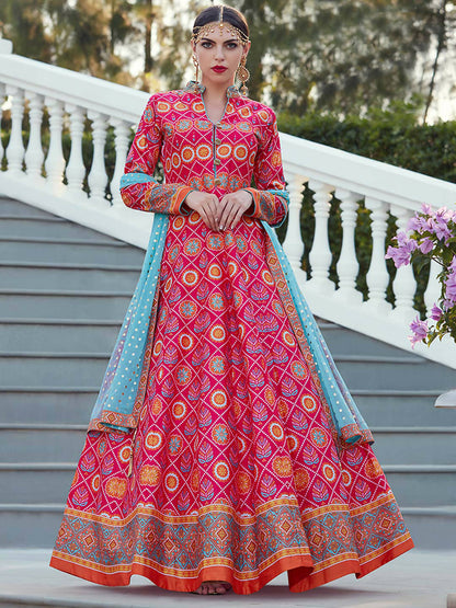 Partywear Designer Pink Heavy Soft Killer Silk Salwar Suit - Anbazaar
