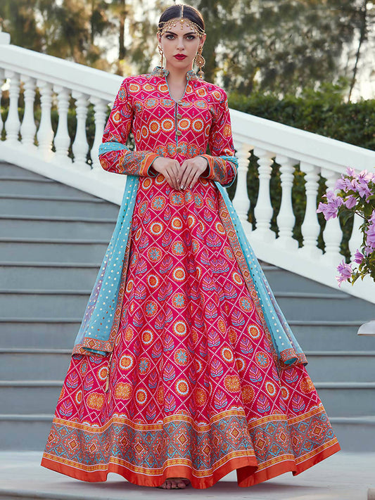 Partywear Designer Pink Heavy Soft Killer Silk Salwar Suit - Anbazaar