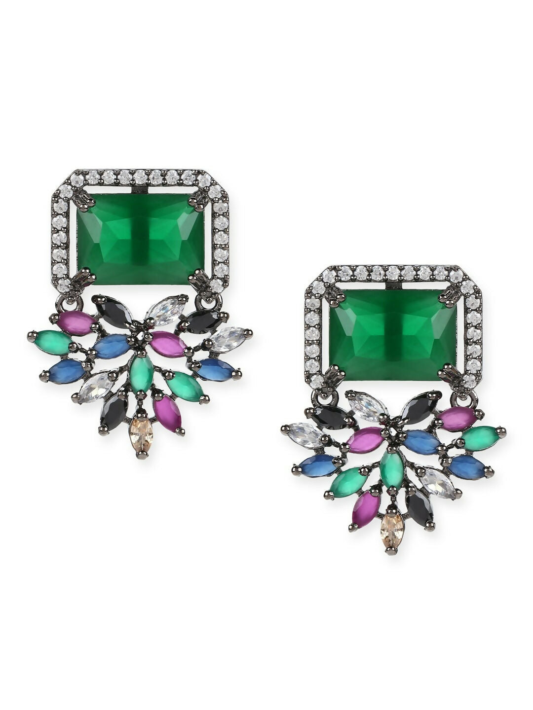 Green Stone Earrings- Ruby Raang