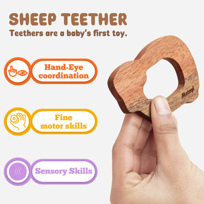 Matoyi Fish Rattle & Color Bowling Pin & Rainbow Stacker & Sheep Teether & Flat Disk Rattle For Kids
