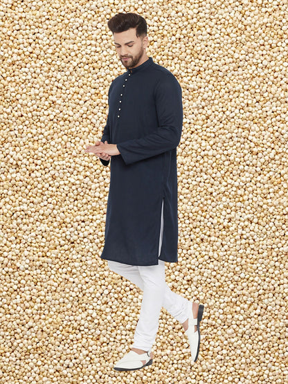 Even Apparels Men's Pure Cotton Navy Kurta