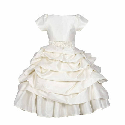 Asmaani Baby Girl's Off-white Colour Satin A-Line Maxi Full Length Dress (AS-DRESS-22116)