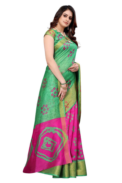 Vamika Ethnic Fire Pink Jari Border Linen Saree
