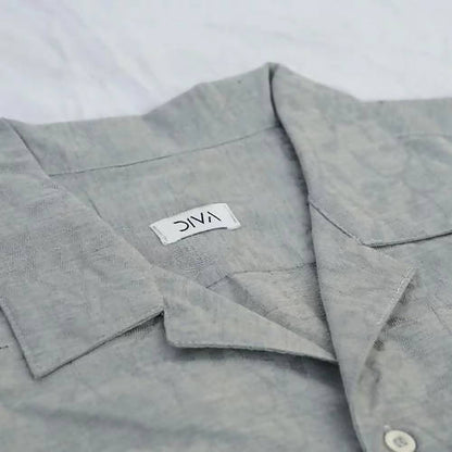 Diva Globe Grey Lapel Collar Shirt