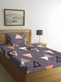 KLOTTHE Purple Geometric 210 TC Cotton Bedsheet with Pillow Covers