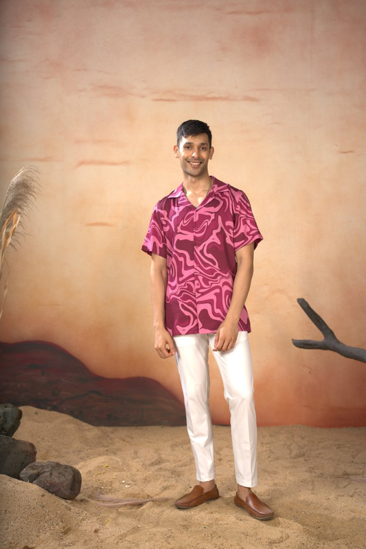 Abstract Marble Print Cotton Shirt by Hilo Design