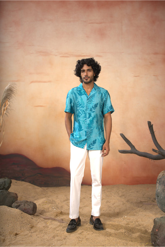 Breezy Leaves Print Cotton Shirt by Hilo Design