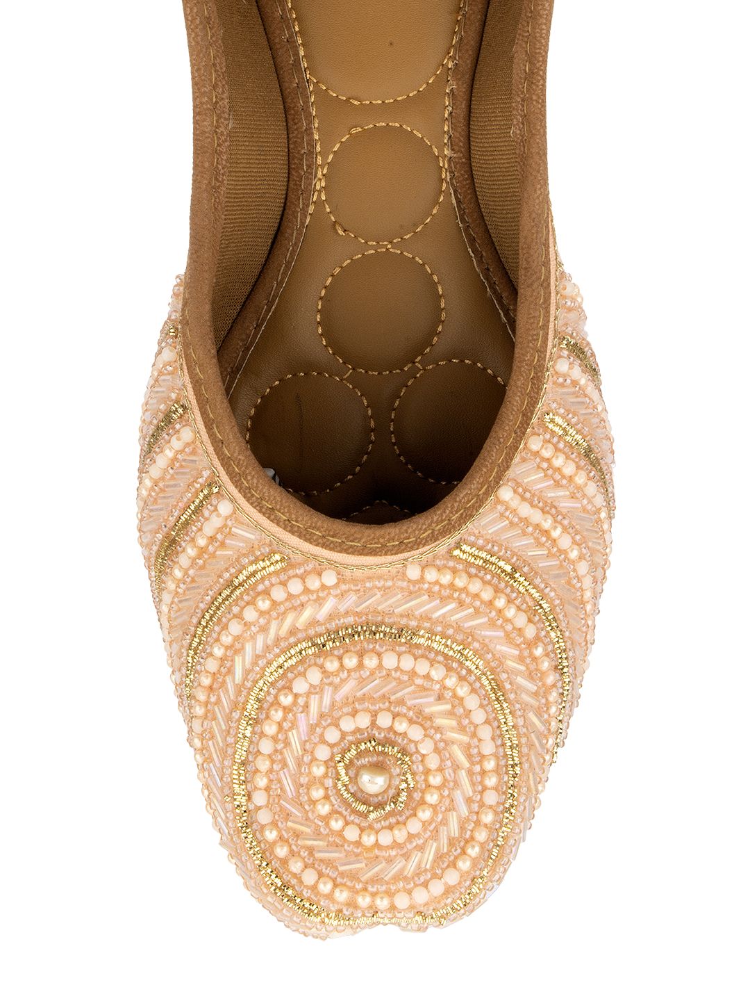 Desi Colour Women Indian Ethnic Footwear-Peach Circle Pearl