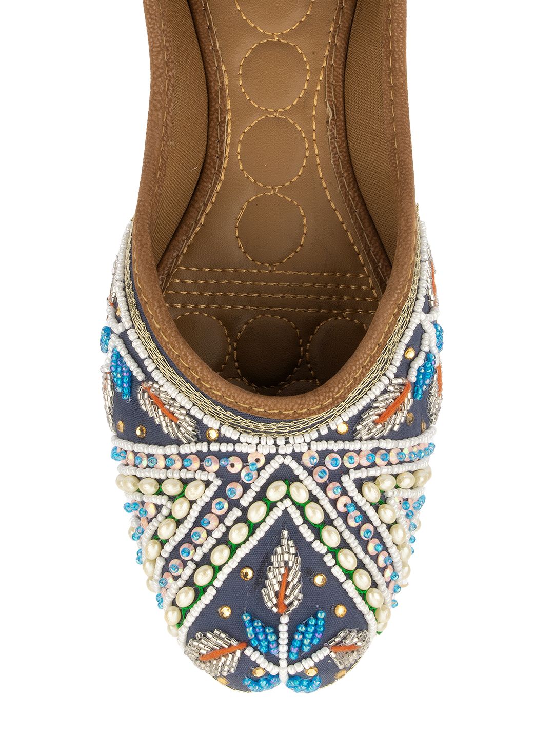 Desi Colour Women Indian Ethnic Footwear-Navy Blue Criss Cross