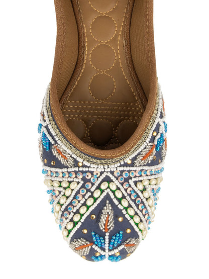 Desi Colour Women Indian Ethnic Footwear-Navy Blue Criss Cross