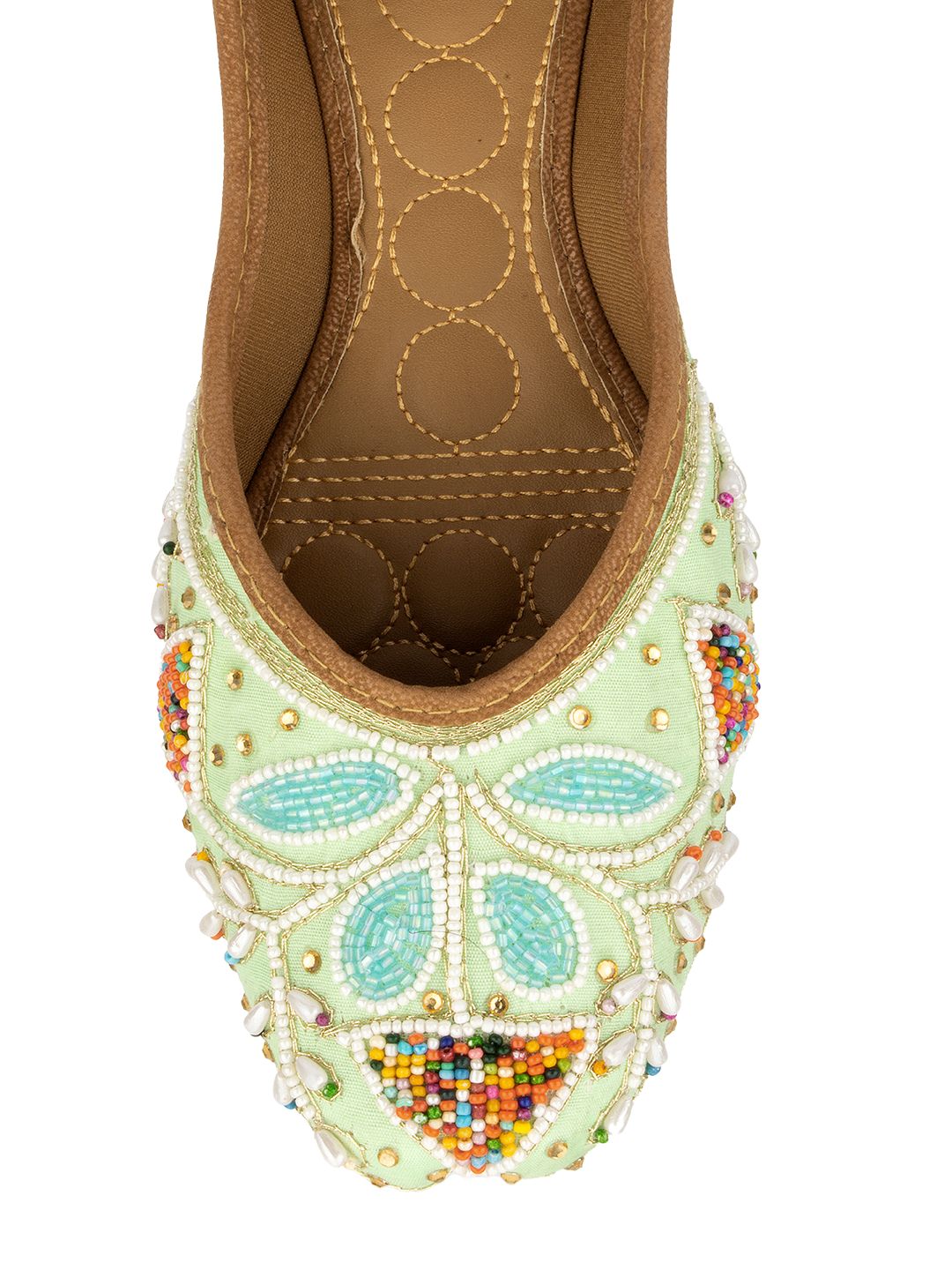 Desi Colour Women Indian Ethnic Footwear-Sea Green Vase