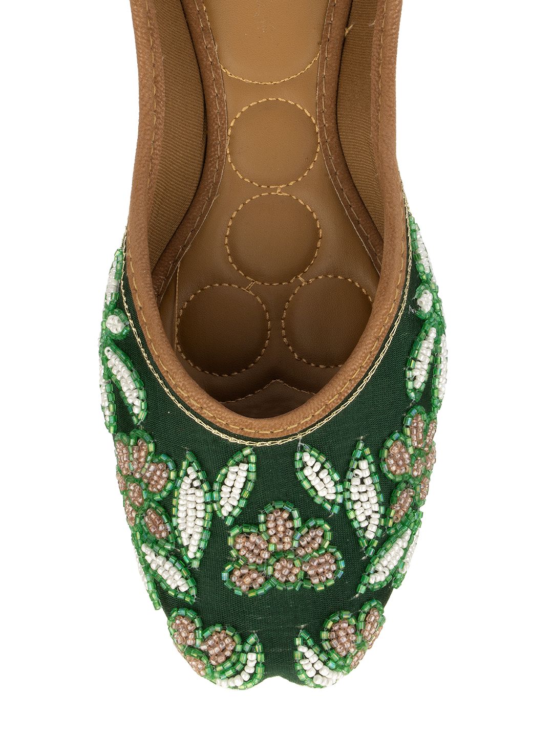 Desi Colour Women Indian Ethnic Footwear-Green Emb