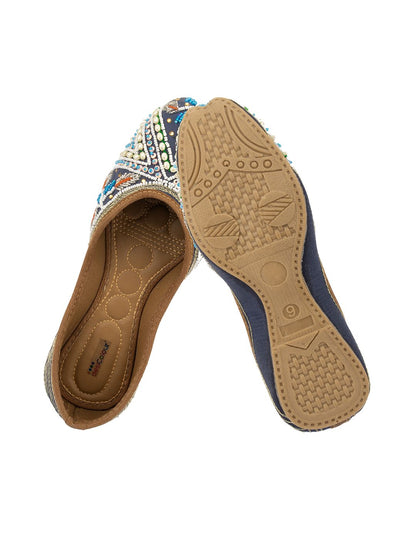 Desi Colour Women Indian Ethnic Footwear-Navy Blue Criss Cross