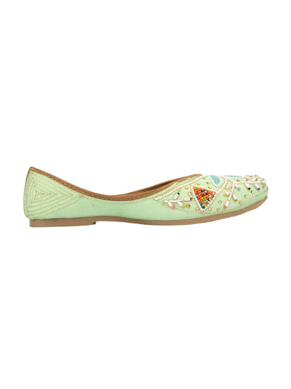 Desi Colour Women Indian Ethnic Footwear-Sea Green Vase