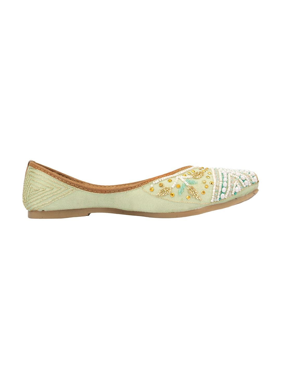 Desi Colour Women Indian Ethnic Footwear-Sea Green Criss Cross-1