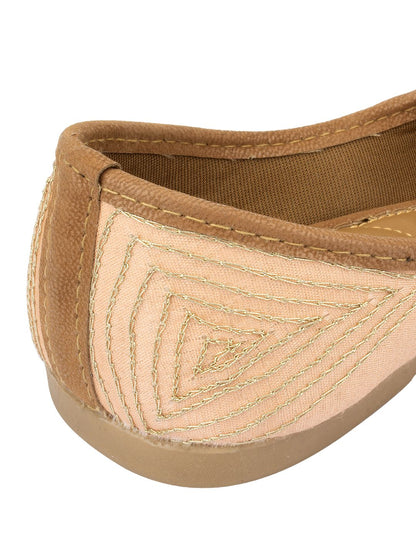 Desi Colour Women Indian Ethnic Footwear-Peach Circle Pearl