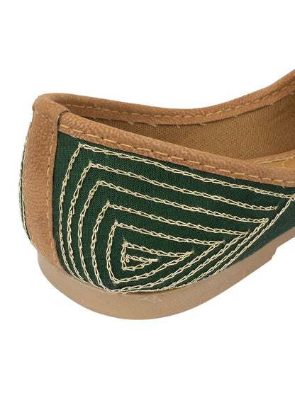 Desi Colour Women Indian Ethnic Footwear-Green Emb