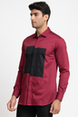 Red Shirt With Black Patch Box Shirt by Hilo Design