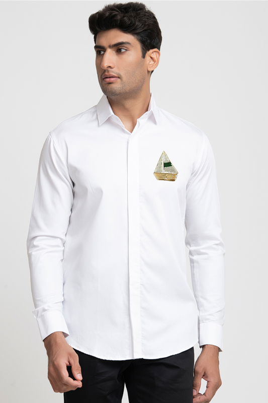 Boat Embroidery Shirt by Hilo Design