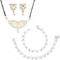 AanyaCentric Gold-Polished Mangalsutra Pendant Earring Set & Silver Plated Anklet