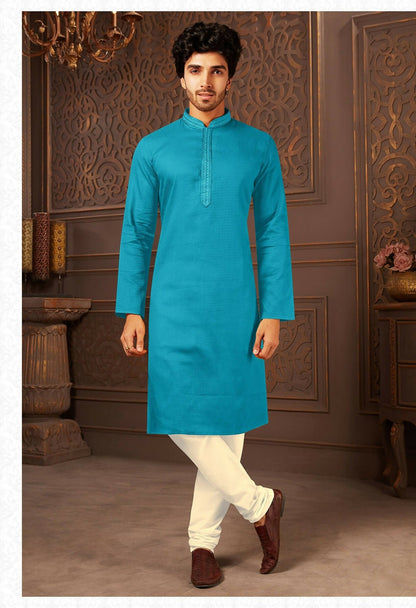 Joban Fashion Firozi Cotton Kurta Pyjama
