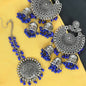Mominos Fashion Johar Kamal Silver Jhumkas With Maang Tikka Earrings