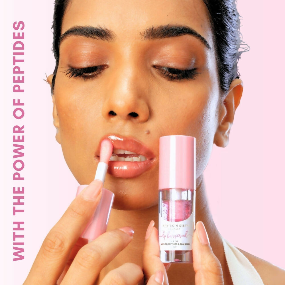 The Skin Diet Company Lip Barrier Oil Clear Gloss with Peptides Hydrates, For Dry & Pigmented Lips