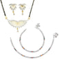 AanyaCentric Gold-Polished Mangalsutra Pendant Earring Set & Silver Plated Anklet