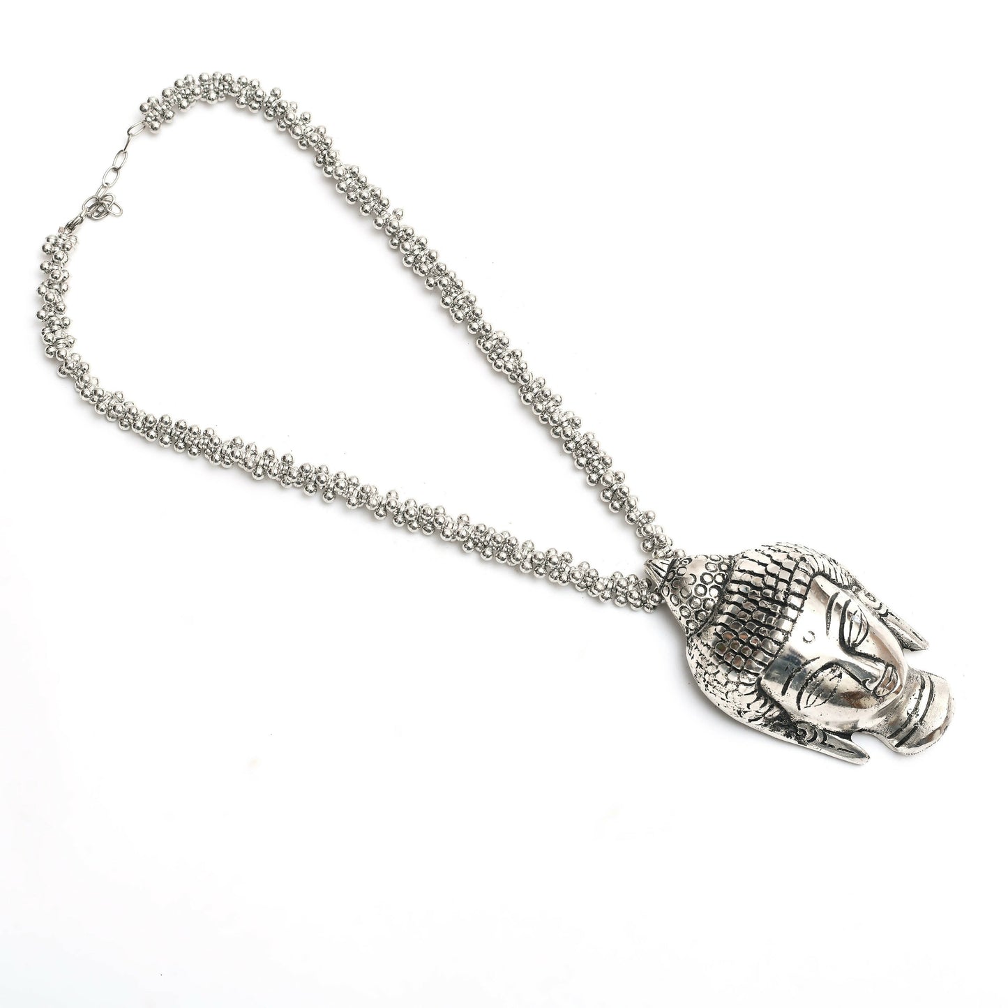 Mominos Fashion Johar Kamal Silver-Plated Brass Finish Budha Long Neckalce For Women