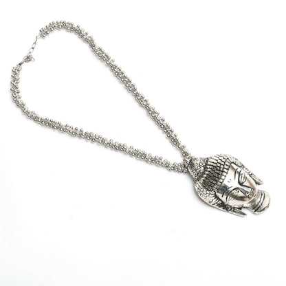 Mominos Fashion Johar Kamal Silver-Plated Brass Finish Budha Long Neckalce For Women