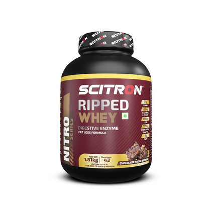Scitron Ripped Whey Protein Powder Flavor Chocolate Fudge Brownie