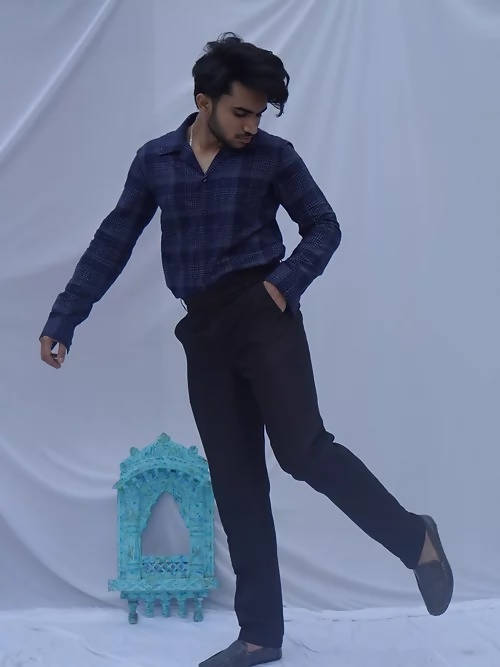 Diva Globe Ckeckard Blue Cotton Shirt