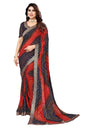 Vamika Navy Georgette Printed With Lace Saree
