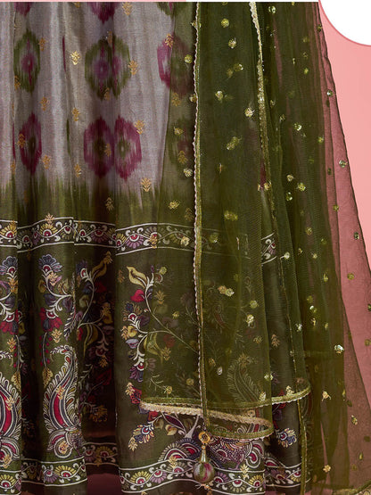 Myra Multicolour Pure Dola Silk Designer Gown Style Suit