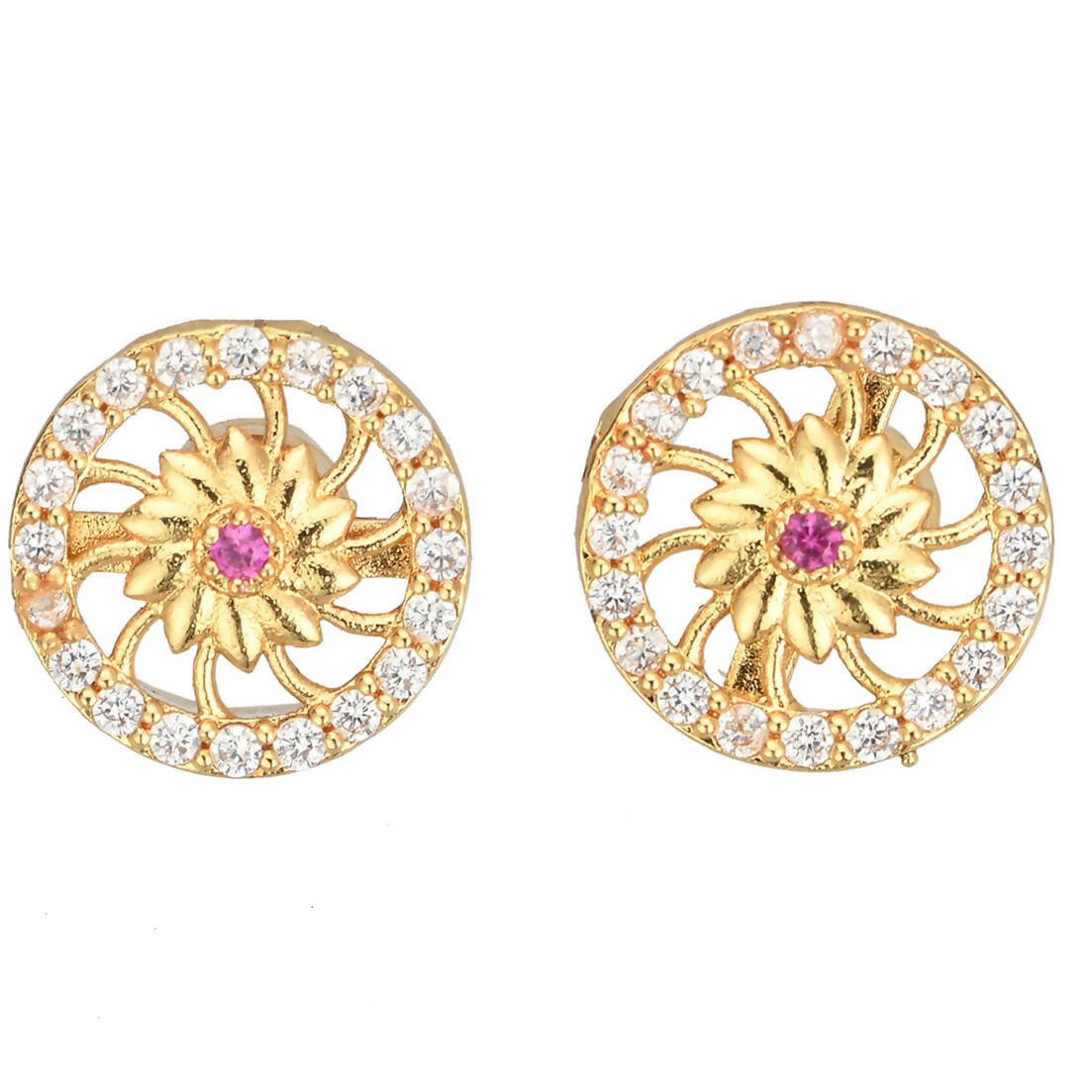 AanyaCentric Gold-Polished Short Mangalsutra Set with Earrings