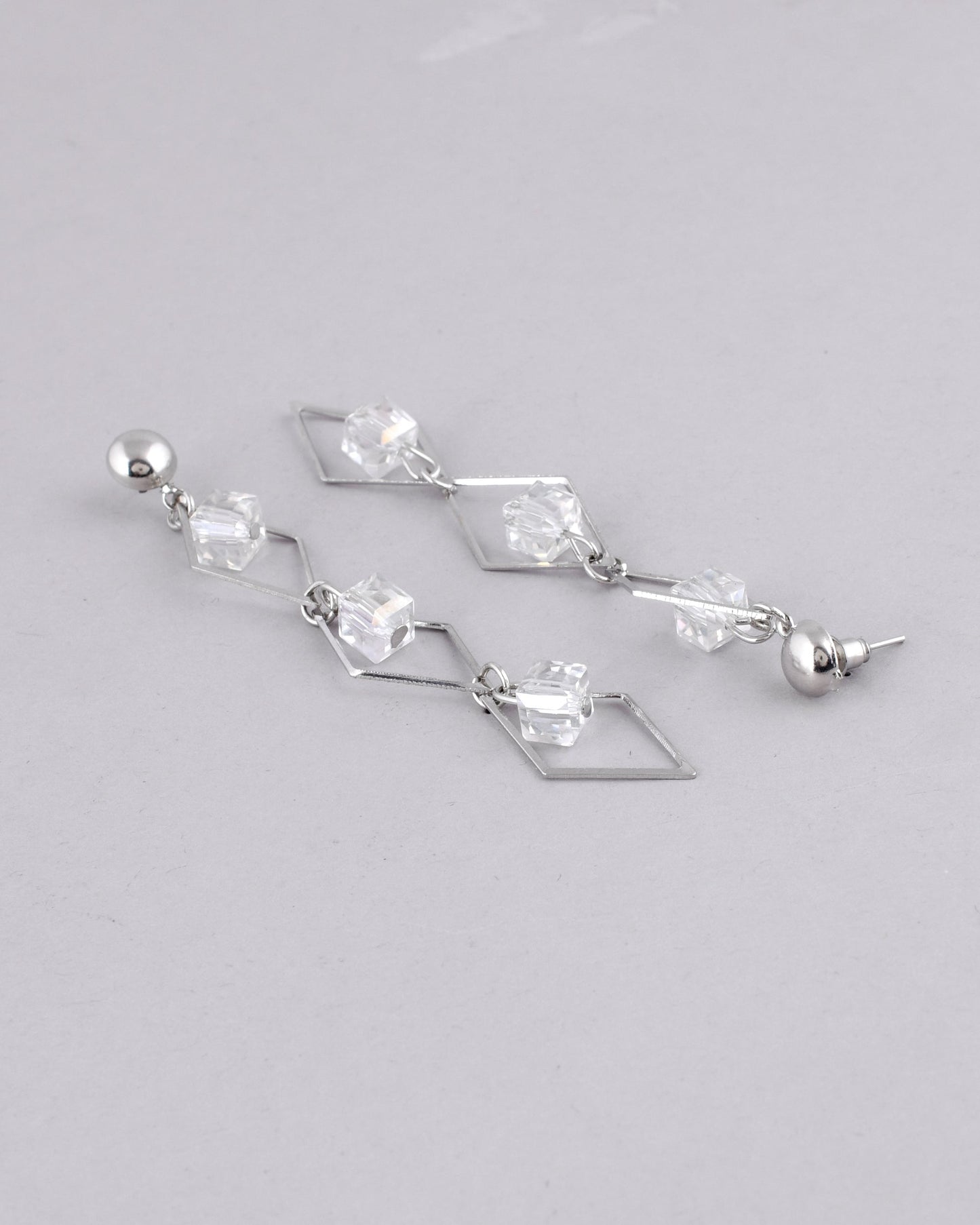 VOJ Women Silver Plated Flower Beads Drop Studs Earrings