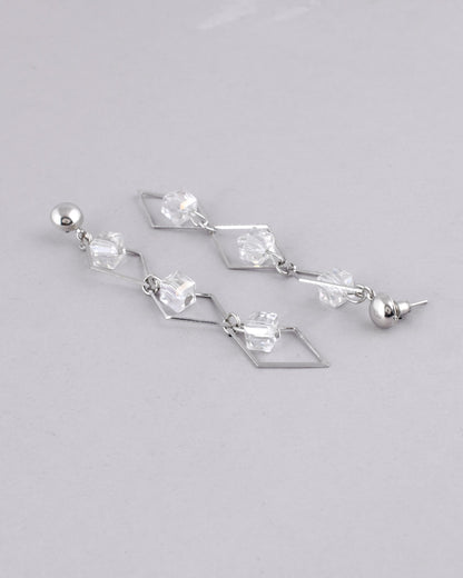 VOJ Women Silver Plated Flower Beads Drop Studs Earrings