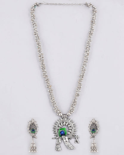 VOJ Women Silver Plated Oxidised Jewellary Set